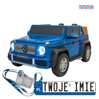 Niebieskie Mercedes Benz MAYBACH G650 na akumulator - 4x200W, 24V/14Ah, ekoskóra, pompowane koła, dotykowy panel - [A1000]