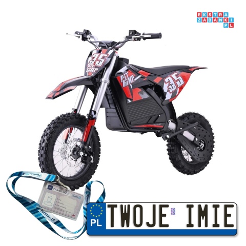 [HP116E] Motocykl PIT BIKE na akumulator 36V/10.4Ah pompowane koła ekoskóra - czerwony