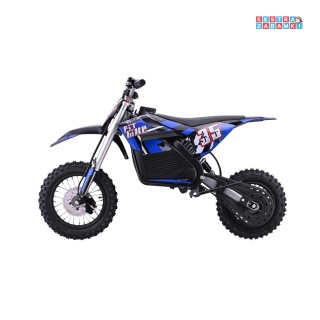 Niebieski Motor PIT BIKE na akumulator - 36V/10.4Ah, pompowane koła, ekoskóra - [HP116E]