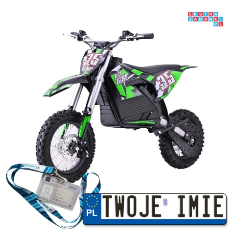 [HP116E] Motocykl PIT BIKE na akumulator 36V/10.4Ah pompowane koła ekoskóra - zielony
