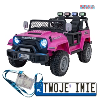Różowe Off Road MONSTER na akumulator - 4x45W, 12V/10Ah, ekoskóra, EVA - [PA.S625]