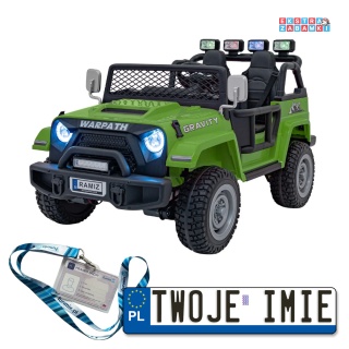 Zielone Off Road MONSTER na akumulator - 4x45W, 12V/10Ah, ekoskóra, EVA - [PA.S625]