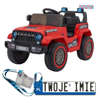 Czerwone Off Road MOUNTAIN auto na akumulator - 2x35W, 12V/7Ah, ekoskóra, EVA - [AHL011]