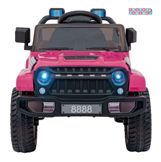 Różowe Off Road MOUNTAIN na akumulator - 2x35W, 12V/7Ah, ekoskóra, EVA - [AHL011]