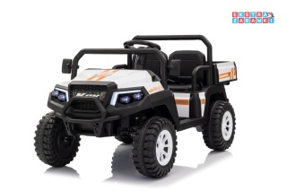 Biały Pick-Up Champion buggy na akumulator dwuosobowy - biały, 2x200W, ekoskóra, EVA [XMX-650D]