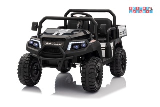 Czarny Pick-Up Champion buggy na akumulator dwuosobowy - czarny, 2x200W, ekoskóra, EVA [XMX-650D]