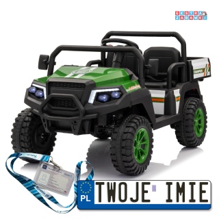 Pick-Up Champion buggy na akumulator dwuosobowy - zielony, 2x200W, 24V/9Ah, ekoskóra, EVA [XMX-650D]