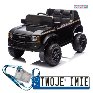 Czarne Toyota Land Cruiser PRADO na akumulator - 4x4, 2x20W i 2x35W, 12V/7Ah, ekoskóra, EVA - [PA.2155]
