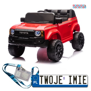 Czerwone Toyota Land Cruiser PRADO na akumulator - 4x4, 2x20W i 2x35W, 12V/7Ah, ekoskóra, EVA - [PA.2155]