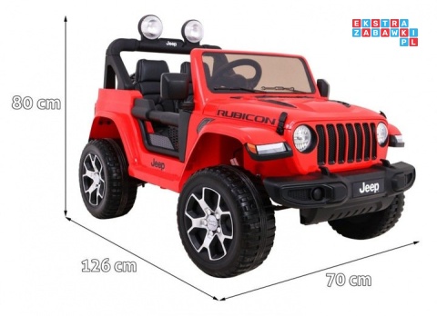 [JWR555] Jeep Wrangler Rubicon 4X45W 12V/10Ah EVA, pokrowiec, pilot, LED, MP3, BT - czerwony