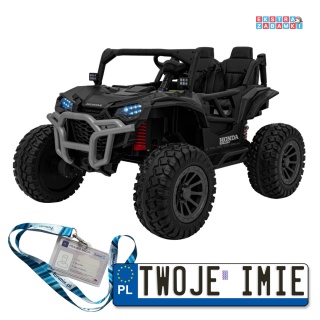 Honda terenowa buggy na akumulator 4x4 - czarny, 4x120W, ekoskóra, koła EVA [BDM0966]