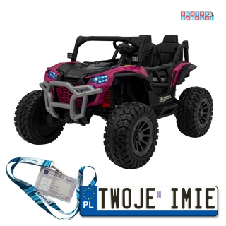 Różowa Honda terenowa na akumulator - 4x120W, 24V/9Ah, ekoskóra, koła EVA - [BDM0966]