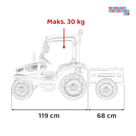 [BLT-206] Duży traktor BLAST z przyczepką 2X200W 24V/7Ah EVA pilot pokrowiec MP3 - zielony