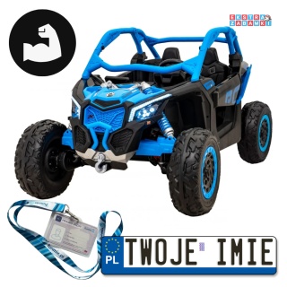 Maverick Turbo RR buggy na akumulator dwuosobowy - niebieski, 2x320W, 24V/10Ah, ciche silniki, pompowane koła [CA001.STRONG]