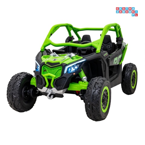 [CA001.STRONG] Buggy Maverick Turbo RR STRONG 2x320W 24V/10Ah ciche silniki pompowane koła ekoskóra - zielony