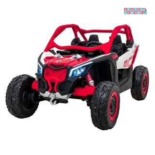 Maverick Turbo RR buggy na akumulator dwuosobowy - czerwony, 2x320W, pompowane koła, ciche silniki [CA001.STRONG]