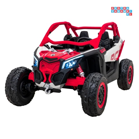 [CA001.STRONG] Buggy Maverick Turbo RR STRONG 2x320W 24V/10Ah ciche silniki pompowane koła ekoskóra - czerwony