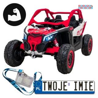 Maverick Turbo RR buggy na akumulator dwuosobowy - czerwony, 2x320W, pompowane koła, ciche silniki [CA001.STRONG]