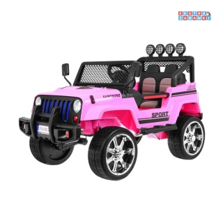 Różowe Auto terenowe Raptor Drifter na akumulator - 4x45W, 12V/10Ah, pilot, led, mp3 - [S2388]