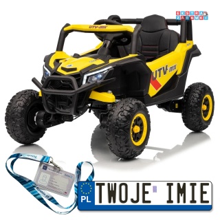 Madman UTV-MX buggy na akumulator 4x4 - żółty, 4x35W, 12V/10Ah, EVA, LED, ekoskóra [XMX-631]