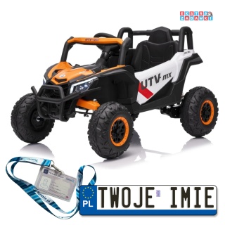 Madman UTV-MX buggy na akumulator 4x4 - pomarańczowy, 4x35W, EVA, LED, ekoskóra [XMX-631]