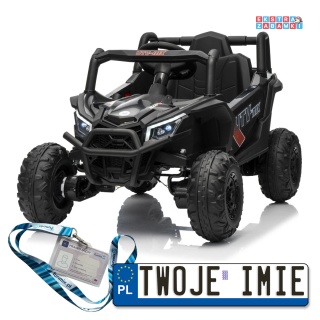 Czarny Madman UTV-MX buggy na akumulator 4x4 - czarny, 4x35W, 12V/10Ah, EVA, LED, ekoskóra [XMX-631]