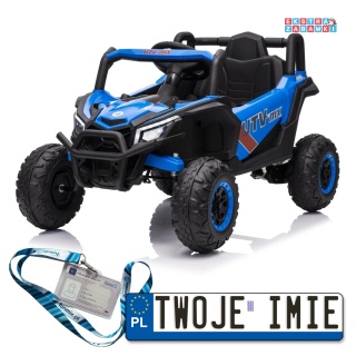 Madman UTV-MX buggy na akumulator 4x4 - niebieski, 4x35W, EVA, LED, ekoskóra [XMX-631]