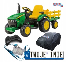 [S] Traktor na pilota RC John Deere Peg Perego Ground Force + pokrowiec rozmair L