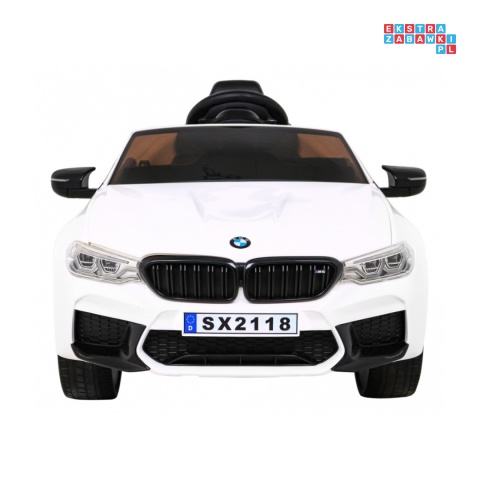 [SX2118] BMW M5 z funkcją DRIFT na akumulator 24V/7Ah pilot, siedzenie z PU, LED - biały