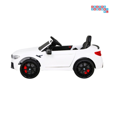 [SX2118] BMW M5 z funkcją DRIFT na akumulator 24V/7Ah pilot, siedzenie z PU, LED - biały