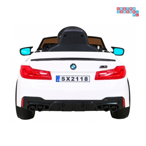 [SX2118] BMW M5 z funkcją DRIFT na akumulator 24V/7Ah pilot, siedzenie z PU, LED - biały