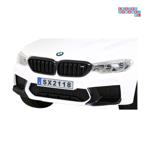 [SX2118] BMW M5 z funkcją DRIFT na akumulator 24V/7Ah pilot, siedzenie z PU, LED - biały