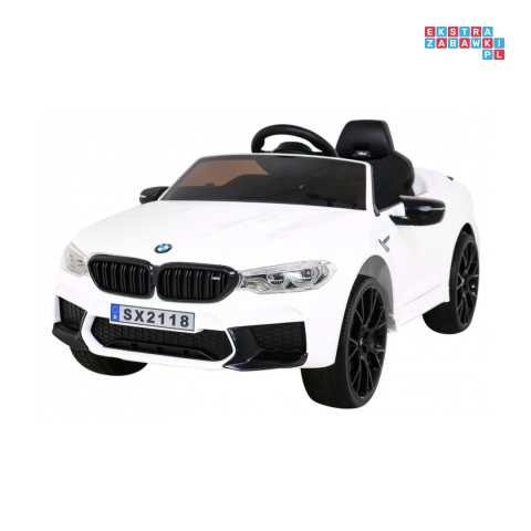 [SX2118] BMW M5 z funkcją DRIFT na akumulator 24V/7Ah pilot, siedzenie z PU, LED - biały