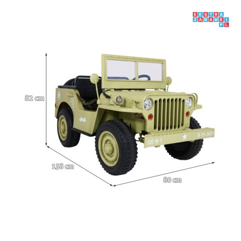 [JH-101.STRONG] Wojskowy pojazd JEEP WILLYS na akumulator 24V/20Ah 4x120W trzyosobowy
