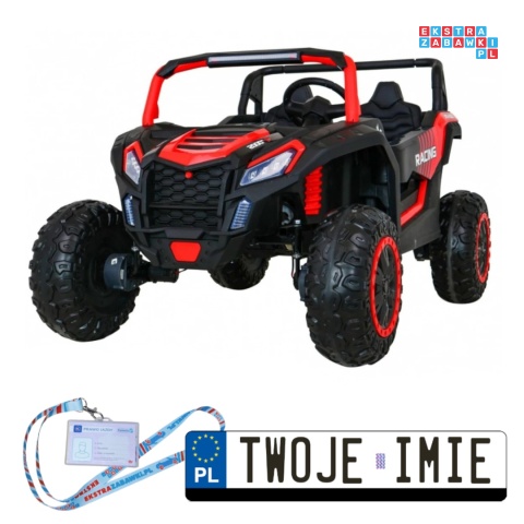 [A032] Buggy ATV Racing dwuosobowy na akumulator 4x200 24V/14Ah pilot MP3 LED - czerwony