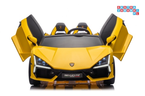 [A500.STRONG] Lamborghini Revuelto XL auto na akumulator 200W 24V//7Ah silnik bezszczotkowy pompowane koła ekoskóra - żółty