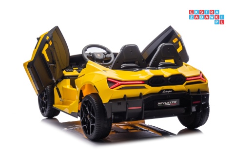 [A500.STRONG] Lamborghini Revuelto XL auto na akumulator 200W 24V//7Ah silnik bezszczotkowy pompowane koła ekoskóra - żółty