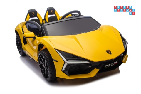 [A500.STRONG] Lamborghini Revuelto XL auto na akumulator 200W 24V//7Ah silnik bezszczotkowy pompowane koła ekoskóra - żółty