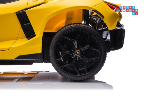 [A500.STRONG] Lamborghini Revuelto XL auto na akumulator 200W 24V//7Ah silnik bezszczotkowy pompowane koła ekoskóra - żółty