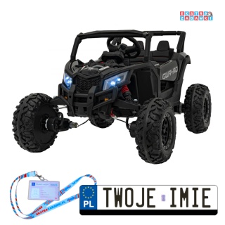 Czarny ATV Defend buggy na akumulator 4x4 - czarny, 4x35W, 12V/10Ah, pilot, ekoskóra, EVA [JH-105]