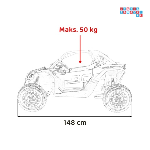 [CA001.STRONG] Buggy Maverick Turbo RR STRONG 2x320W 24V/20Ah ciche silniki pompowane koła ekoskóra - czarny