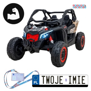 Maverick Turbo RR STRONG buggy na akumulator dwuosobowy - czarny, 2x320W, 24V/20Ah, ciche silniki, pompowane koła [CA001.STRONG]