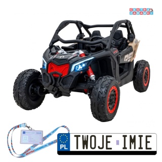 Czarne Buggy Maverick Turbo RR na akumulator - 4x200W, 24V/20Ah, ekoskóra, LED - [CA001]