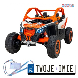 Maverick Turbo RR buggy na akumulator 4x4 - pomarańczowy, 4x200W, ekoskóra, LED [CA001]