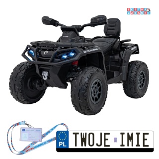 Czarny Quad CAN-AM Outlander na akumulator - 4x200W 24V/10Ah, EVA, LED, ekoskóra, pokrowiec [DK-CA005]