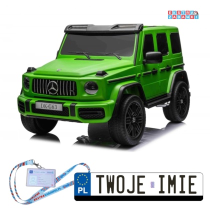 Zielony Mercedes Benz G63 AMG XXL na akumulator - 4x200W, 24V/14Ah, lakierowany, koła EVA, LED, ekoskóra - [DK-G63.MATT]