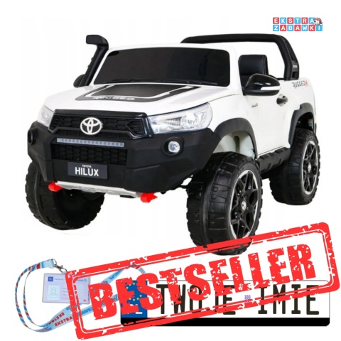 Biała Toyota Hilux na akumulator - 4x200W, 24V/20Ah, ekoskóra, LED, EVA, pilot [HL850]