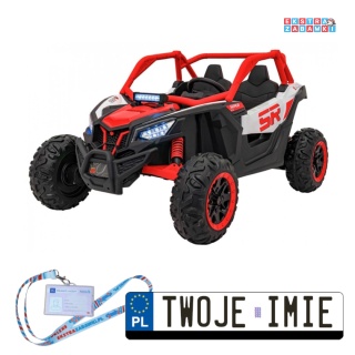 Czerwone SR SUPER 66 buggy na akumulator dwuosobowy - czerwony, 4x75W, 24V/7Ah, pilot, LED, MP3 [KKL-808]