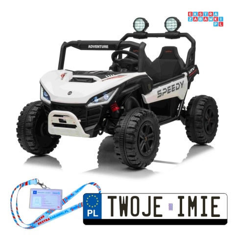 [SX3558] Buggy SPEEDY na akumulator 4x200W 24V/10Ah ekoskóra LED EVA - biały