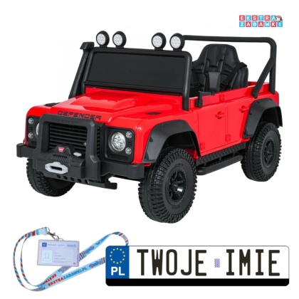 Land Rover Defender 110 SVX Concept na akumulator - czerwony, 2x100W 24V/7Ah, EVA, bluetooth, ekoskóra [QLS-8605]